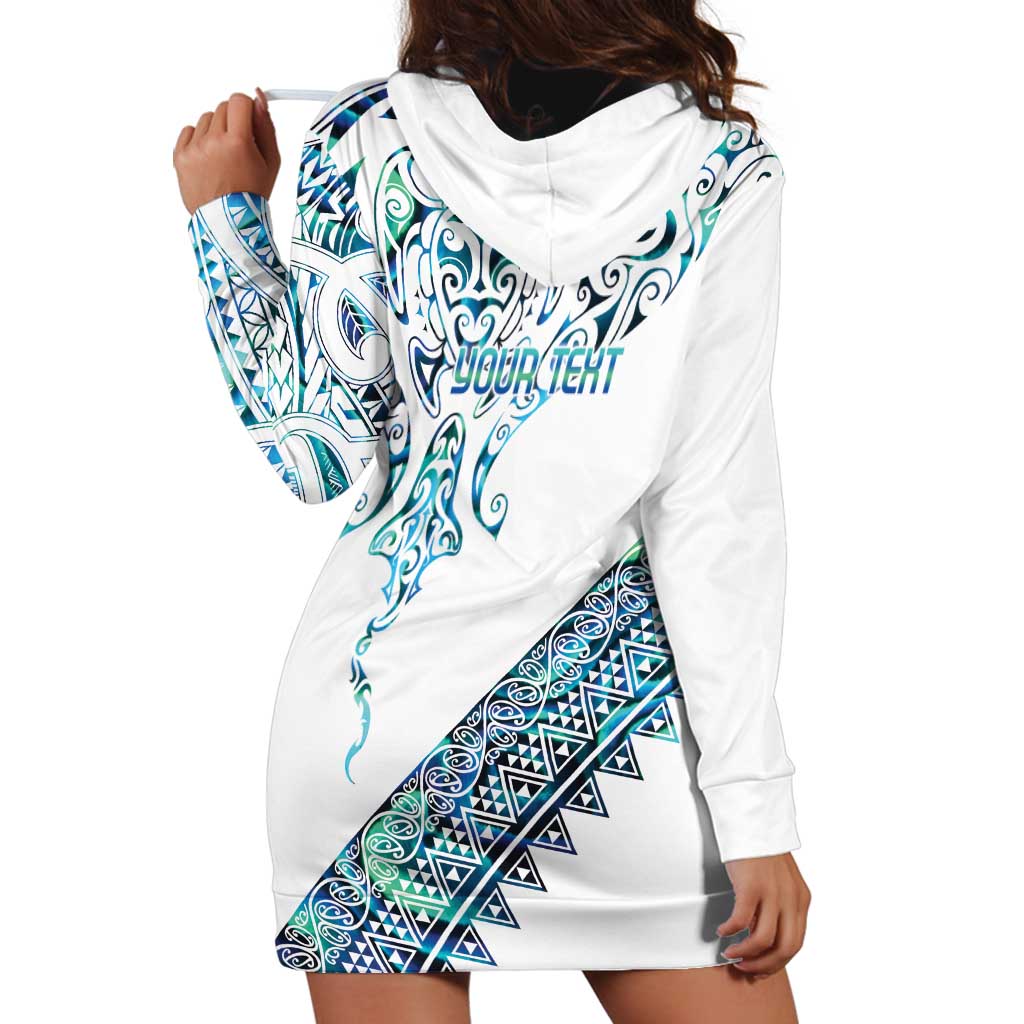 Kahui Whetu Paua shell Kowhaiwhai Taniko Personalised Hoodie Dress Manta Ray Shark-Turtle Maori Tribal Style