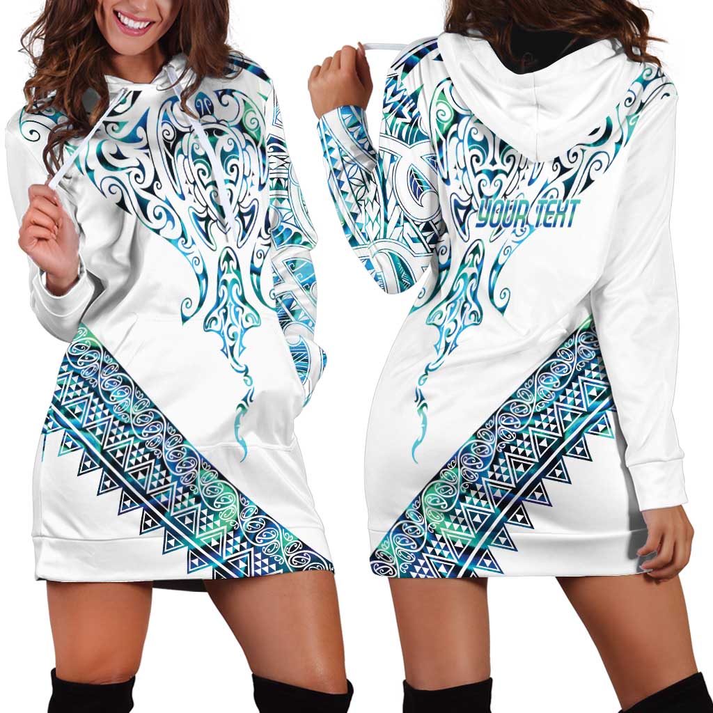 Kahui Whetu Paua shell Kowhaiwhai Taniko Personalised Hoodie Dress Manta Ray Shark-Turtle Maori Tribal Style