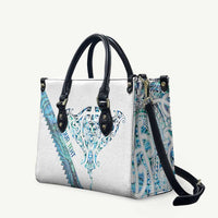 Kahui Whetu Paua shell Kowhaiwhai Taniko Personalised Leather Bag Manta Ray Shark-Turtle Maori Tribal Style LT9 Blue - Polynesian Pride