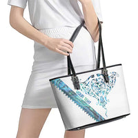 Kahui Whetu Paua shell Kowhaiwhai Taniko Personalised Leather Tote Bag Manta Ray Shark-Turtle Maori Tribal Style LT9 - Polynesian Pride