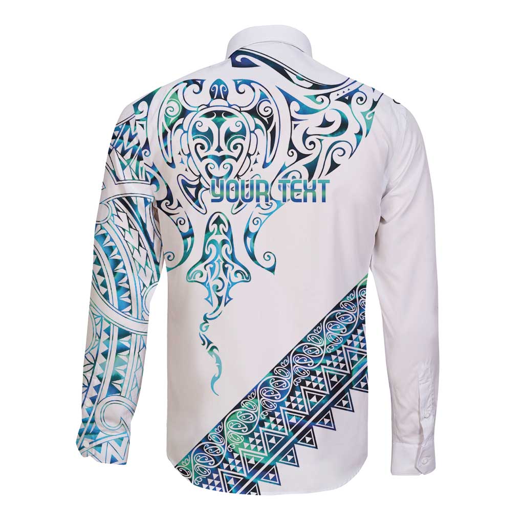 Kahui Whetu Paua shell Kowhaiwhai Taniko Personalised Long Sleeve Button Shirt Manta Ray Shark-Turtle Maori Tribal Style LT9 - Polynesian Pride