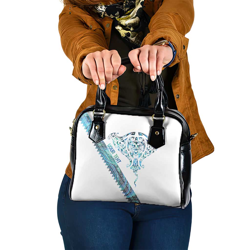 Kahui Whetu Paua shell Kowhaiwhai Taniko Personalised Shoulder Handbag Manta Ray Shark-Turtle Maori Tribal Style LT9 One Size Blue - Polynesian Pride