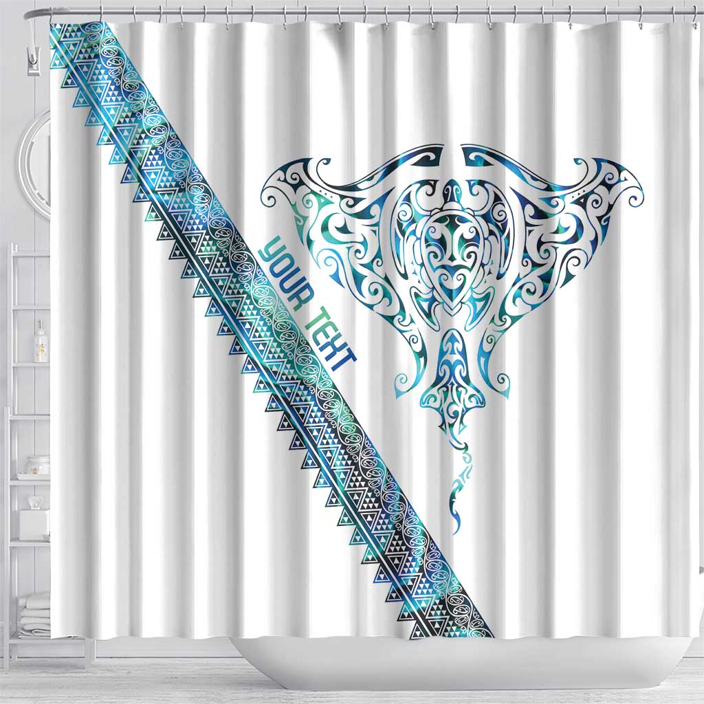 Kahui Whetu Paua shell Kowhaiwhai Taniko Personalised Shower Curtain Manta Ray Shark-Turtle Maori Tribal Style LT9 - Polynesian Pride
