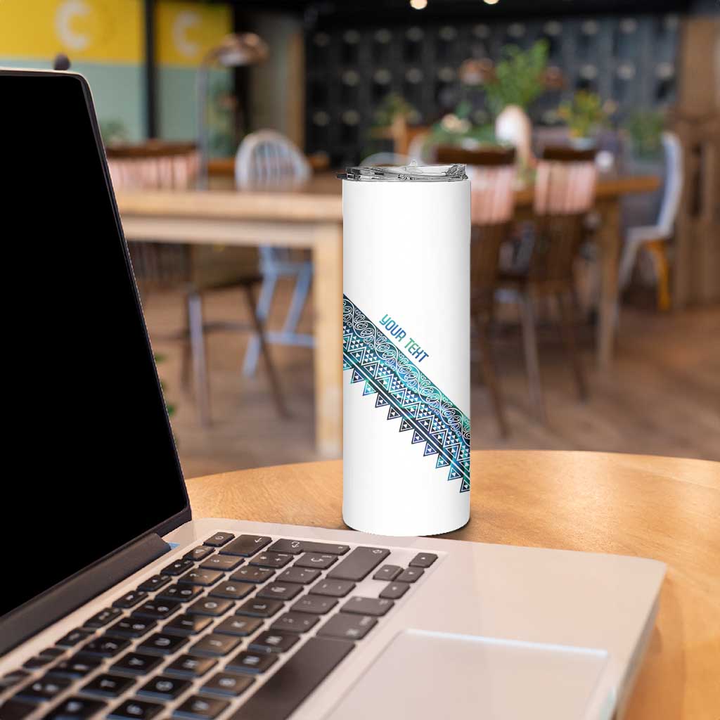 Kahui Whetu Paua shell Kowhaiwhai Taniko Personalised Skinny Tumbler Manta Ray Shark-Turtle Maori Tribal Style