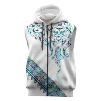 Kahui Whetu Paua shell Kowhaiwhai Taniko Personalised Sleeveless Zip Hoodie Manta Ray Shark-Turtle Maori Tribal Style LT9 Blue - Polynesian Pride