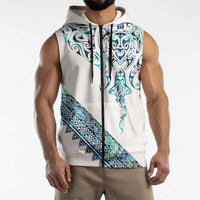 Kahui Whetu Paua shell Kowhaiwhai Taniko Personalised Sleeveless Zip Hoodie Manta Ray Shark-Turtle Maori Tribal Style LT9 - Polynesian Pride