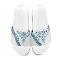 Kahui Whetu Paua shell Kowhaiwhai Taniko Personalised Slide Sandals Manta Ray Shark-Turtle Maori Tribal Style LT9 Blue - Polynesian Pride