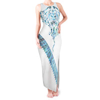 Kahui Whetu Paua shell Kowhaiwhai Taniko Personalised Tank Maxi Dress Manta Ray Shark-Turtle Maori Tribal Style LT9 Women Blue - Polynesian Pride