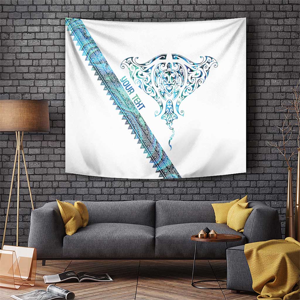 Kahui Whetu Paua shell Kowhaiwhai Taniko Personalised Tapestry Manta Ray Shark-Turtle Maori Tribal Style LT9 Blue - Polynesian Pride