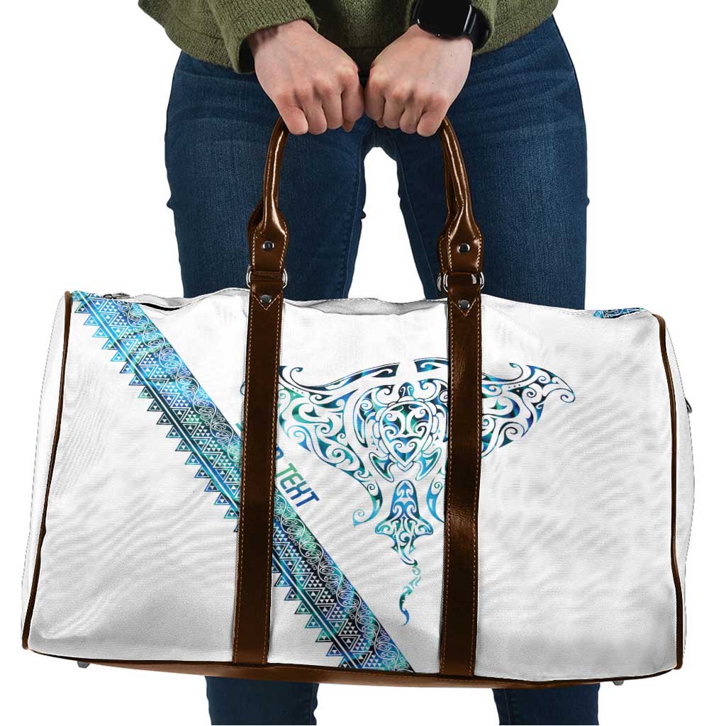 Kahui Whetu Paua shell Kowhaiwhai Taniko Personalised Travel Bag Manta Ray Shark-Turtle Maori Tribal Style LT9 Blue - Polynesian Pride