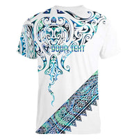 Kahui Whetu Paua shell Kowhaiwhai Taniko Personalised Women V-Neck T-Shirt Manta Ray Shark-Turtle Maori Tribal Style