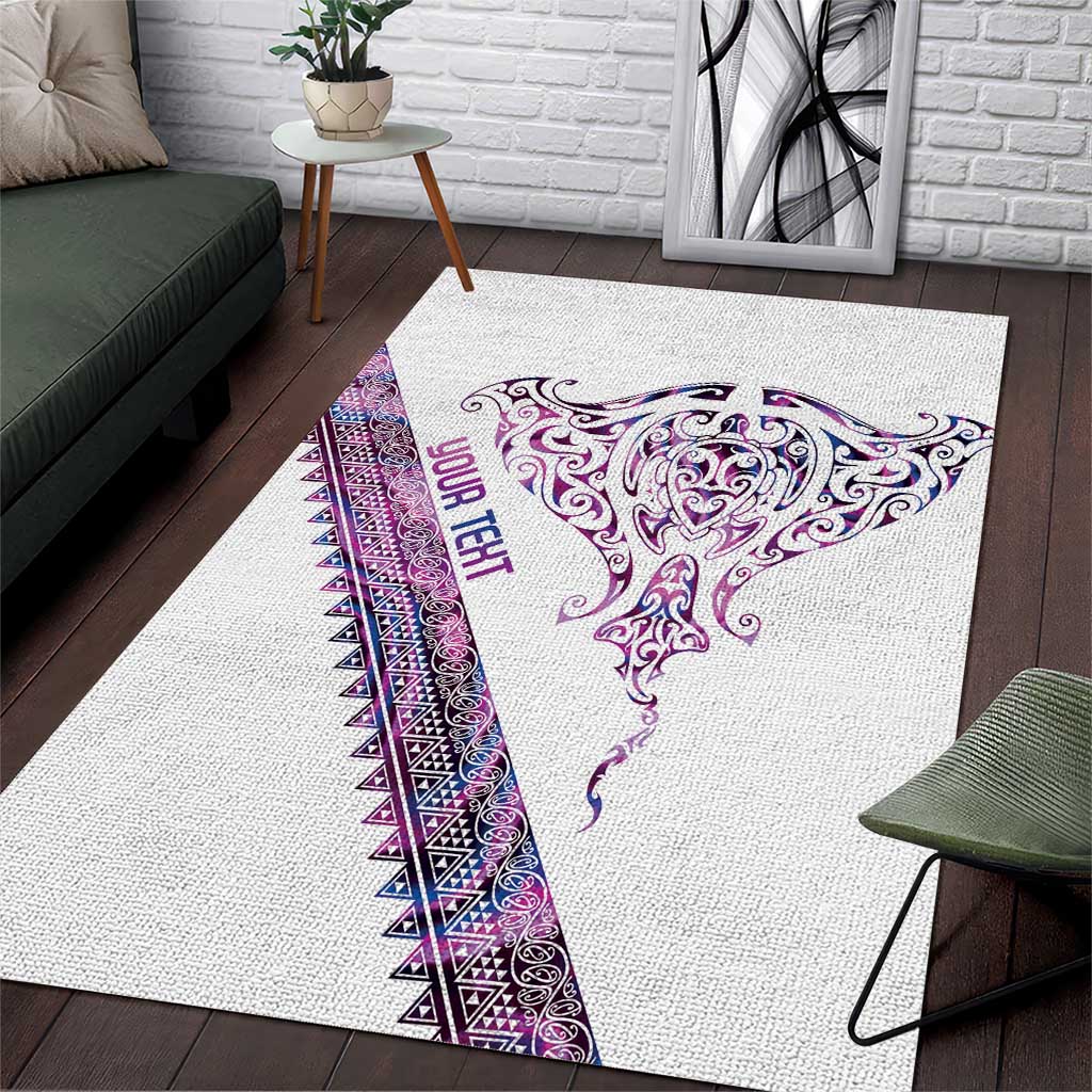Mawhero Paua shell Kowhaiwhai Taniko Personalised Area Rug Manta Ray Shark-Turtle Maori Tribal Style LT9 Pink - Polynesian Pride