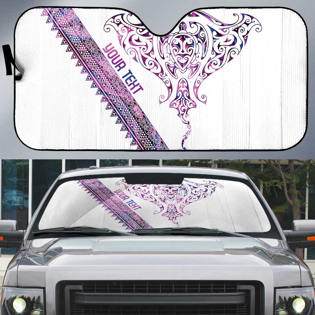 Mawhero Paua shell Kowhaiwhai Taniko Personalised Auto Sun Shade Manta Ray Shark-Turtle Maori Tribal Style LT9 Pink - Polynesian Pride