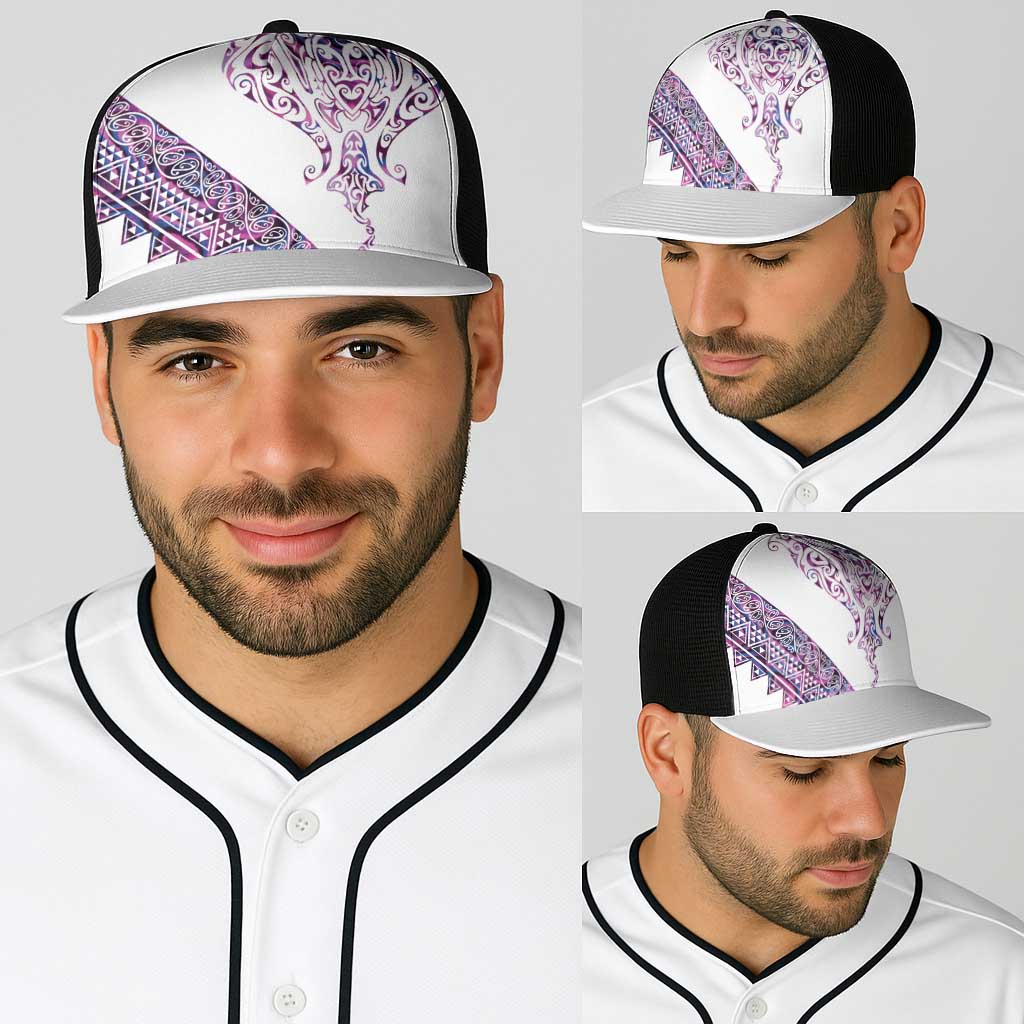 Mawhero Paua shell Kowhaiwhai Taniko Baseball Net Cap Manta Ray Shark-Turtle Maori Tribal Style LT9 - Polynesian Pride