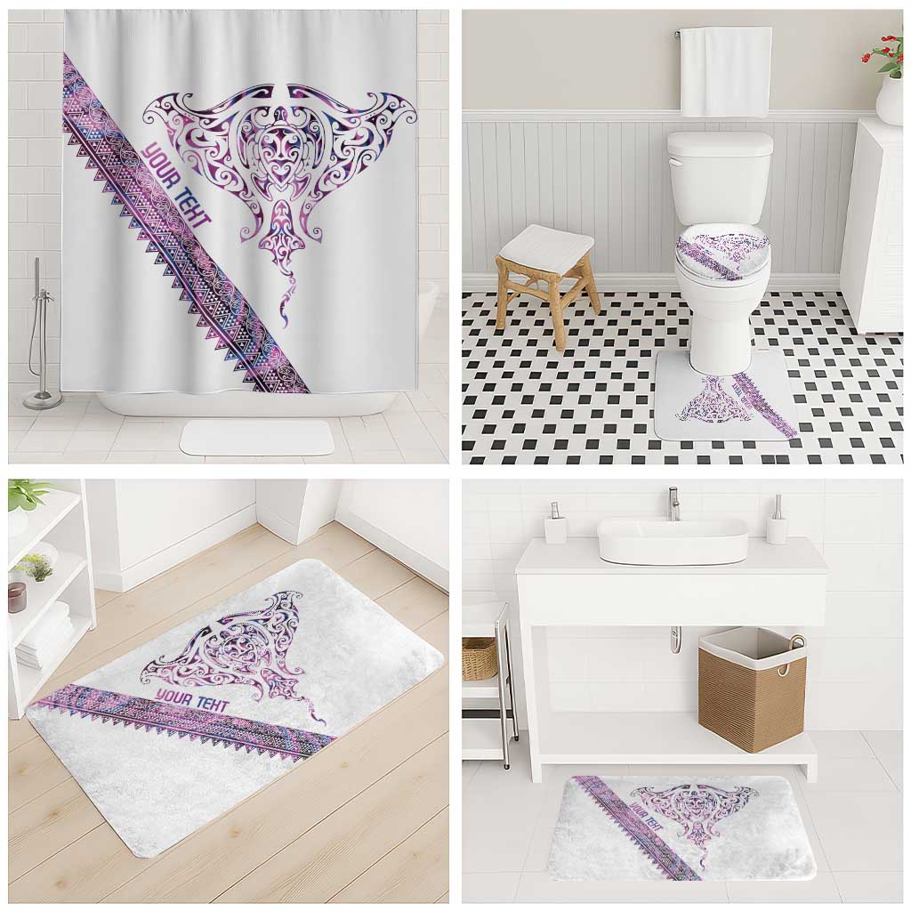 Mawhero Paua shell Kowhaiwhai Taniko Personalised Bathroom Set Manta Ray Shark-Turtle Maori Tribal Style