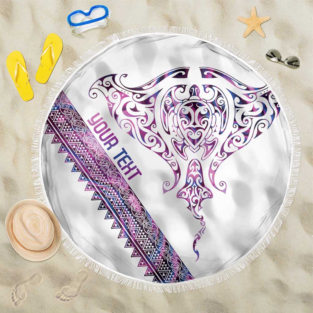 Mawhero Paua shell Kowhaiwhai Taniko Personalised Beach Blanket Manta Ray Shark-Turtle Maori Tribal Style LT9 One Size 150cm Pink - Polynesian Pride