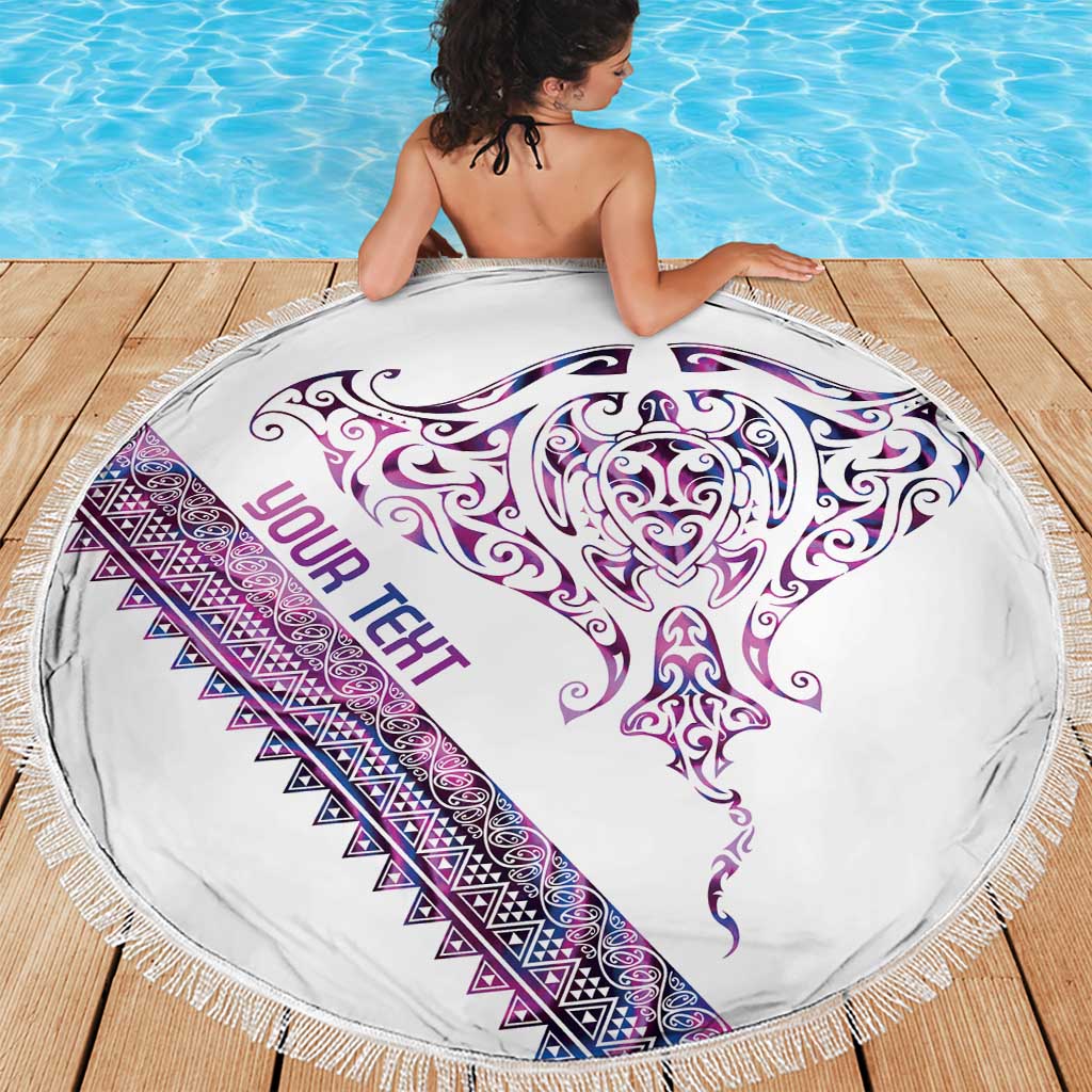 Mawhero Paua shell Kowhaiwhai Taniko Personalised Beach Blanket Manta Ray Shark-Turtle Maori Tribal Style LT9 - Polynesian Pride