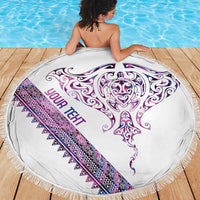 Mawhero Paua shell Kowhaiwhai Taniko Personalised Beach Blanket Manta Ray Shark-Turtle Maori Tribal Style LT9 - Polynesian Pride