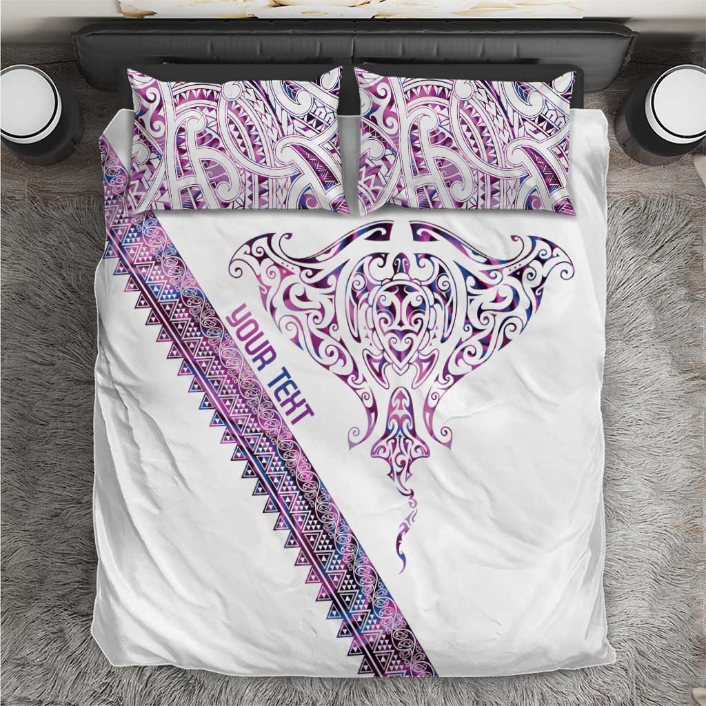 Mawhero Paua shell Kowhaiwhai Taniko Personalised Bedding Set Manta Ray Shark-Turtle Maori Tribal Style