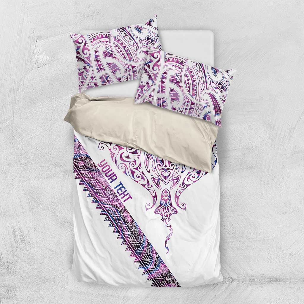 Mawhero Paua shell Kowhaiwhai Taniko Personalised Bedding Set Manta Ray Shark-Turtle Maori Tribal Style