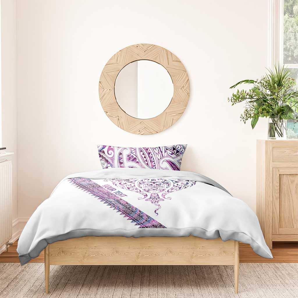 Mawhero Paua shell Kowhaiwhai Taniko Personalised Bedding Set Manta Ray Shark-Turtle Maori Tribal Style