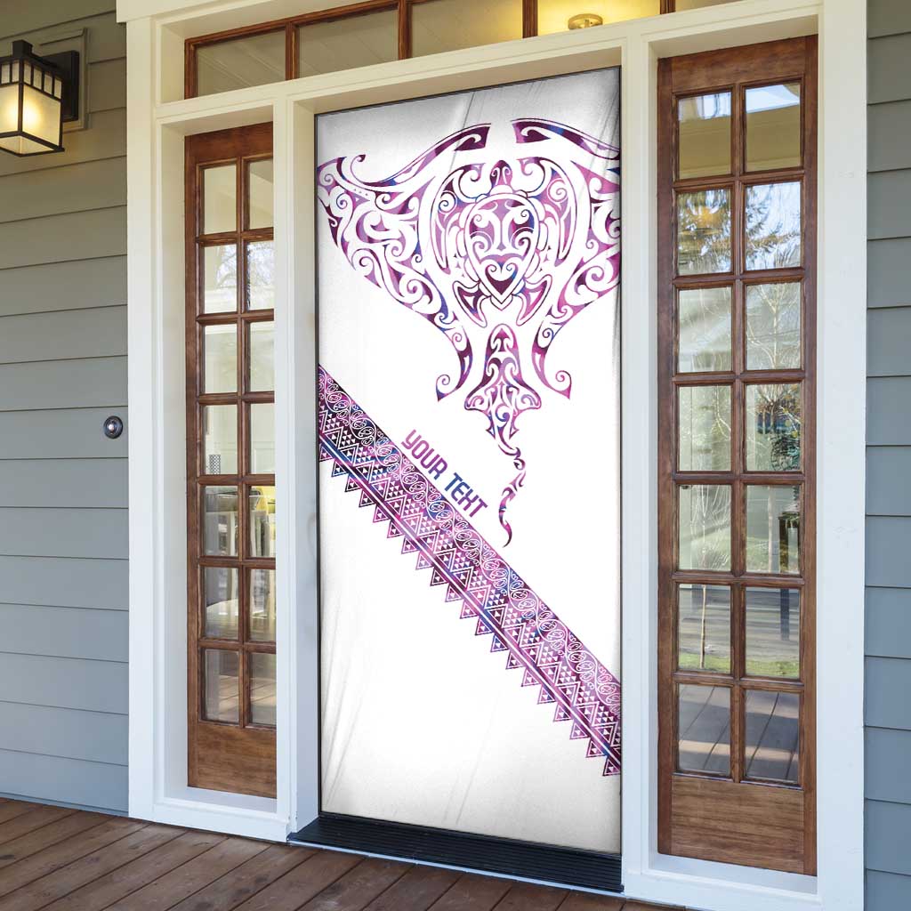 Mawhero Paua shell Kowhaiwhai Taniko Personalised Door Cover Manta Ray Shark-Turtle Maori Tribal Style