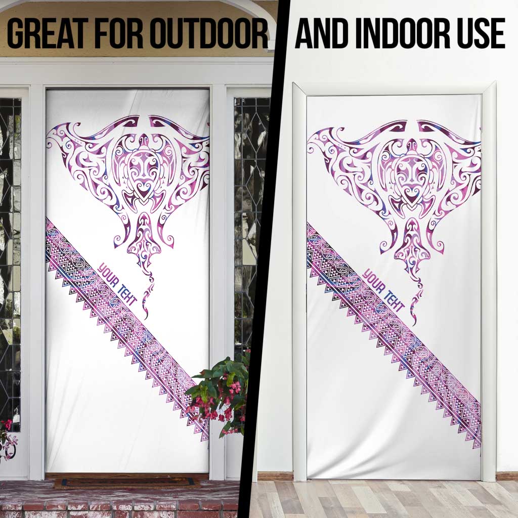 Mawhero Paua shell Kowhaiwhai Taniko Personalised Door Cover Manta Ray Shark-Turtle Maori Tribal Style