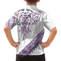 Mawhero Paua shell Kowhaiwhai Taniko Personalised Family Matching Long Sleeve Bodycon Dress and Hawaiian Shirt Manta Ray Shark-Turtle Maori Tribal Style LT9 - Polynesian Pride