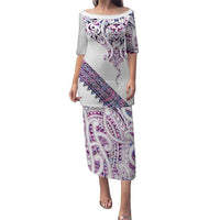 Mawhero Paua shell Kowhaiwhai Taniko Personalised Family Matching Puletasi and Hawaiian Shirt Manta Ray Shark-Turtle Maori Tribal Style LT9 Mom's Dress Pink - Polynesian Pride