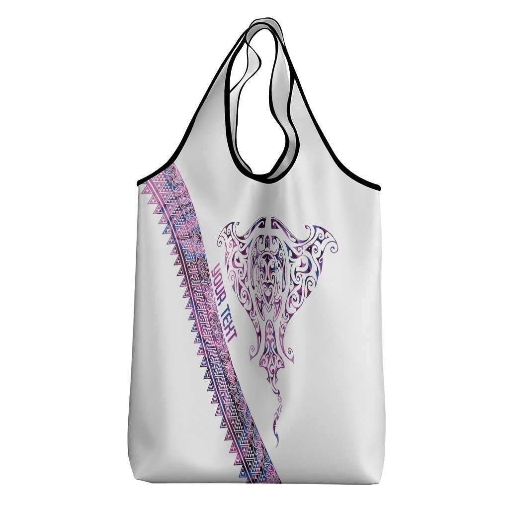 Mawhero Paua shell Kowhaiwhai Taniko Personalised Grocery Bag Manta Ray Shark-Turtle Maori Tribal Style