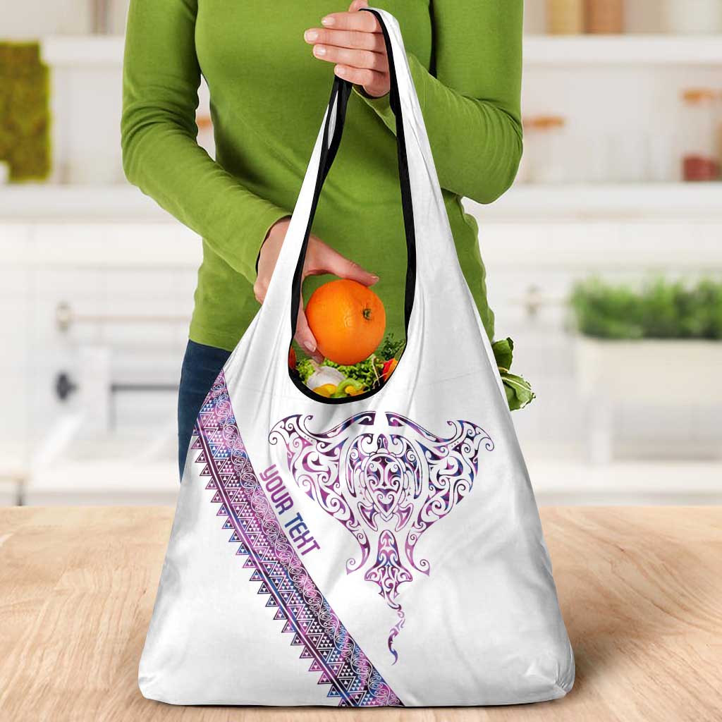 Mawhero Paua shell Kowhaiwhai Taniko Personalised Grocery Bag Manta Ray Shark-Turtle Maori Tribal Style
