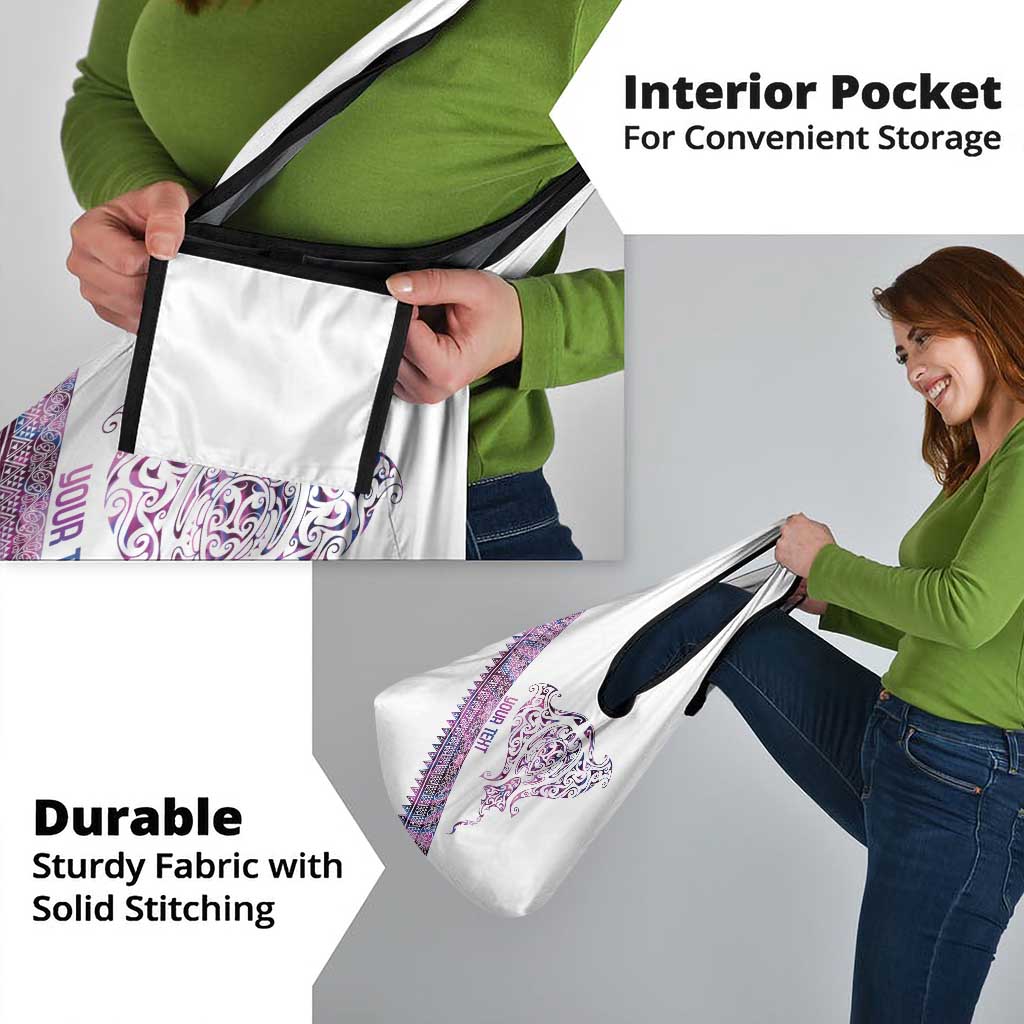 Mawhero Paua shell Kowhaiwhai Taniko Personalised Grocery Bag Manta Ray Shark-Turtle Maori Tribal Style