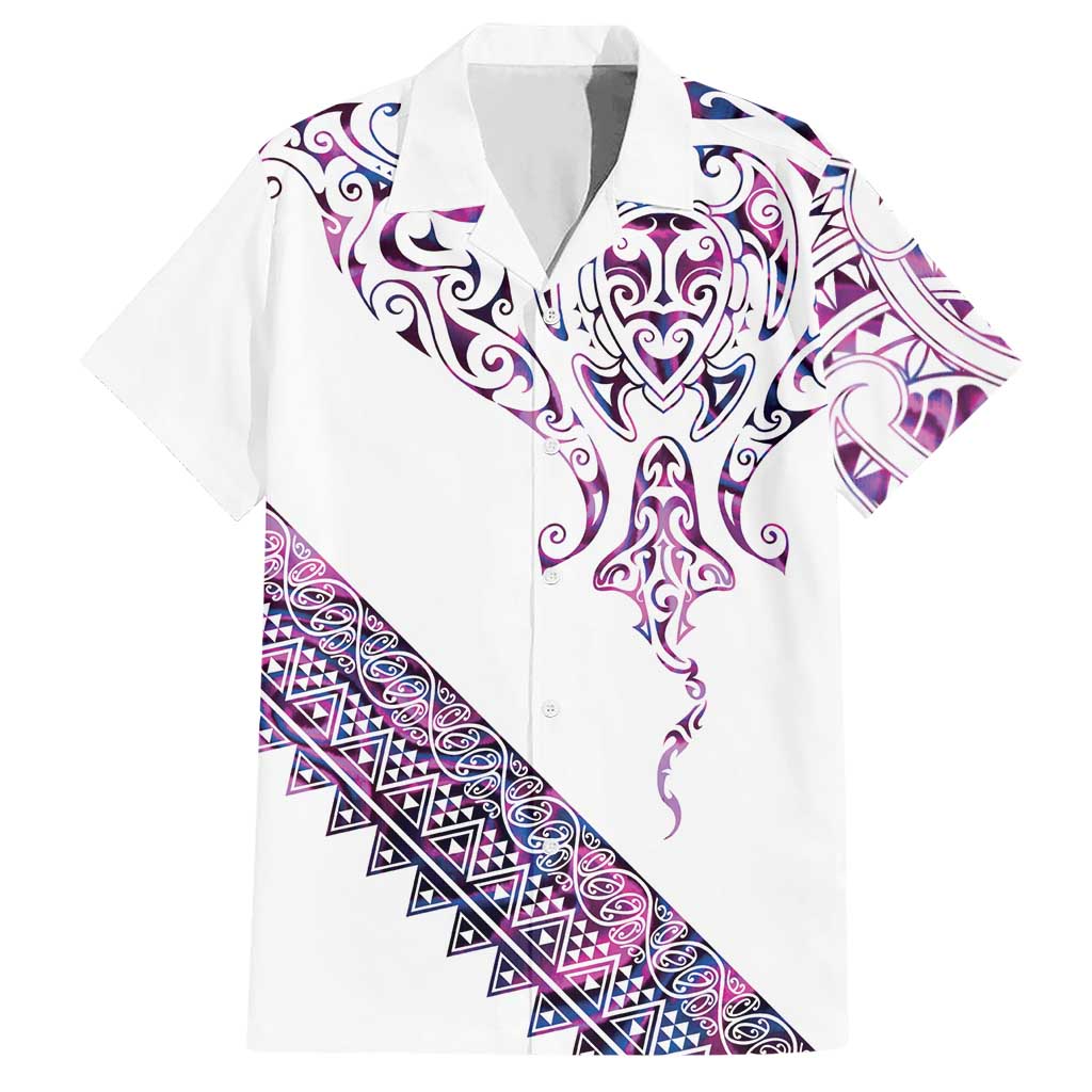 Mawhero Paua shell Kowhaiwhai Taniko Personalised Hawaiian Shirt Manta Ray Shark-Turtle Maori Tribal Style LT9 Pink - Polynesian Pride