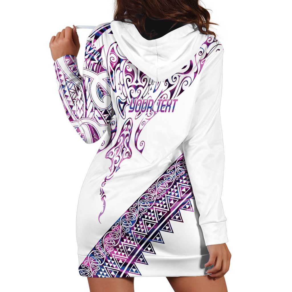Mawhero Paua shell Kowhaiwhai Taniko Personalised Hoodie Dress Manta Ray Shark-Turtle Maori Tribal Style