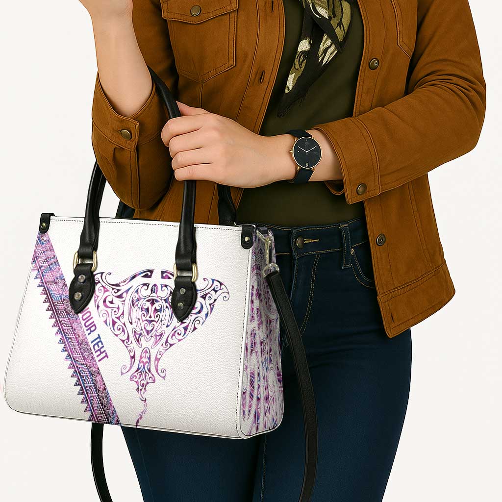 Mawhero Paua shell Kowhaiwhai Taniko Personalised Leather Bag Manta Ray Shark-Turtle Maori Tribal Style