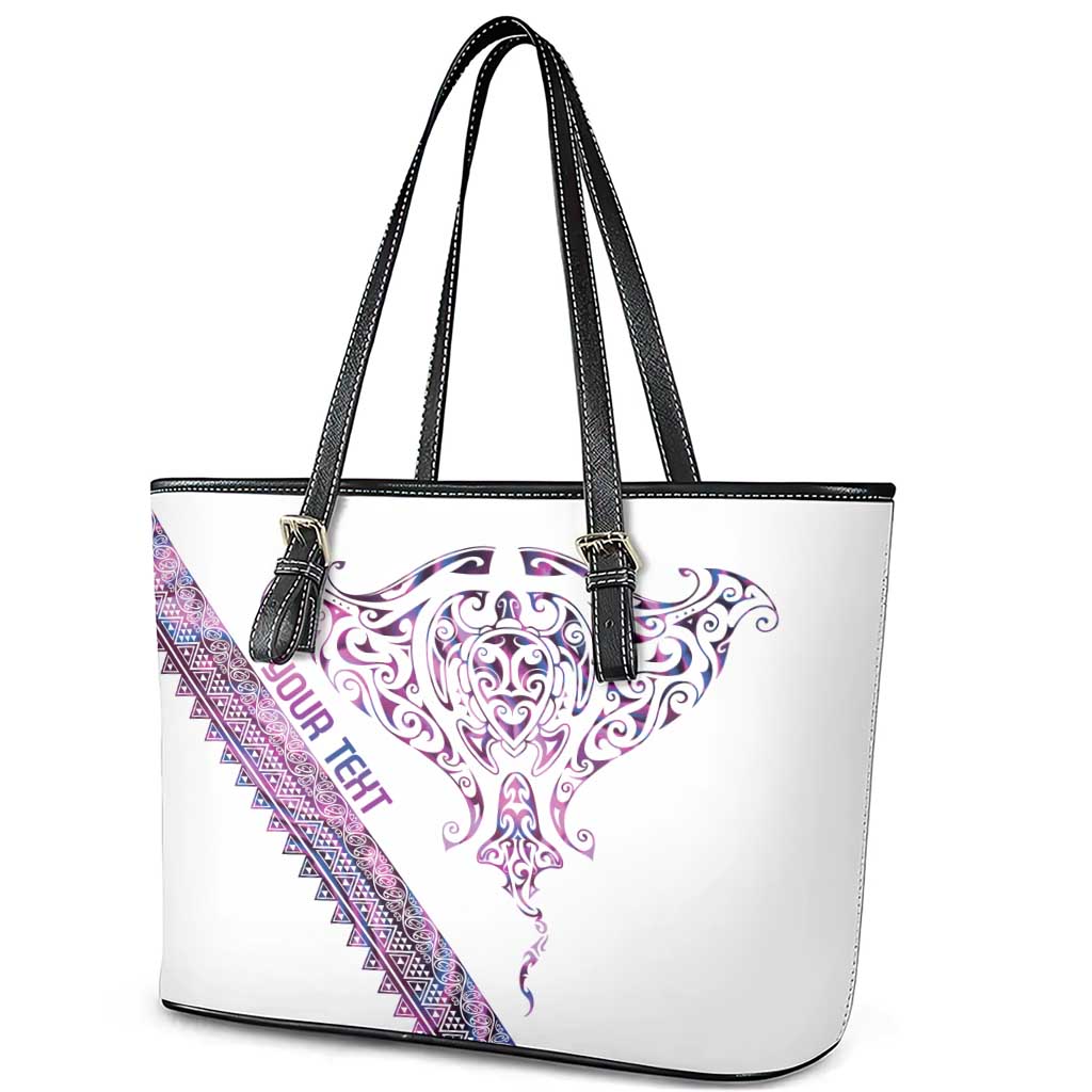 Mawhero Paua shell Kowhaiwhai Taniko Personalised Leather Tote Bag Manta Ray Shark-Turtle Maori Tribal Style LT9 - Polynesian Pride