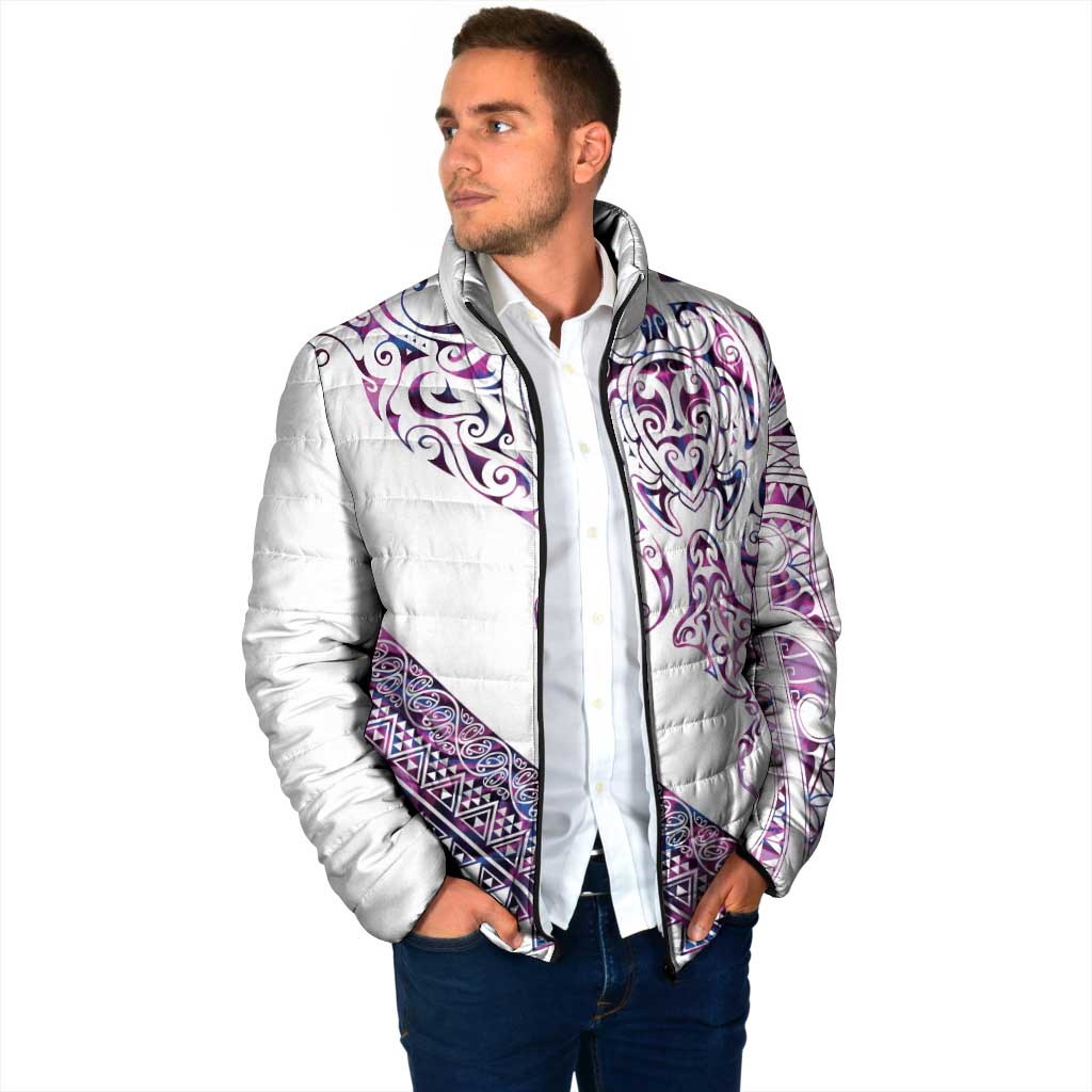 Mawhero Paua shell Kowhaiwhai Taniko Personalised Padded Jacket Manta Ray Shark-Turtle Maori Tribal Style