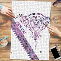 Mawhero Paua shell Kowhaiwhai Taniko Personalised Puzzle Manta Ray Shark-Turtle Maori Tribal Style LT9 Pink - Polynesian Pride