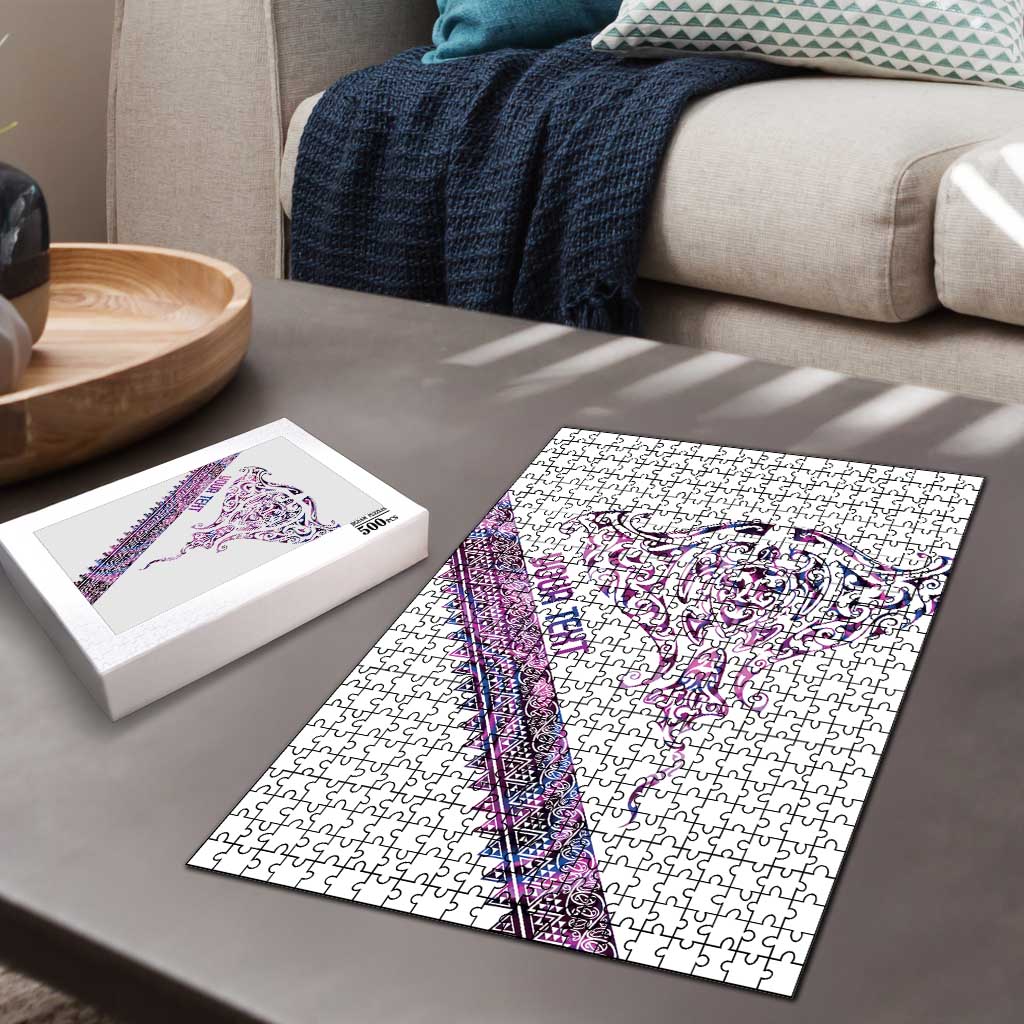 Mawhero Paua shell Kowhaiwhai Taniko Personalised Puzzle Manta Ray Shark-Turtle Maori Tribal Style LT9 - Polynesian Pride
