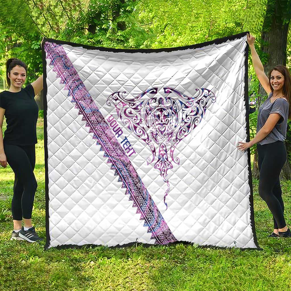 Mawhero Paua shell Kowhaiwhai Taniko Personalised Quilt Manta Ray Shark-Turtle Maori Tribal Style