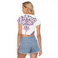 Mawhero Paua shell Kowhaiwhai Taniko Personalised Raglan Cropped T Shirt Manta Ray Shark-Turtle Maori Tribal Style