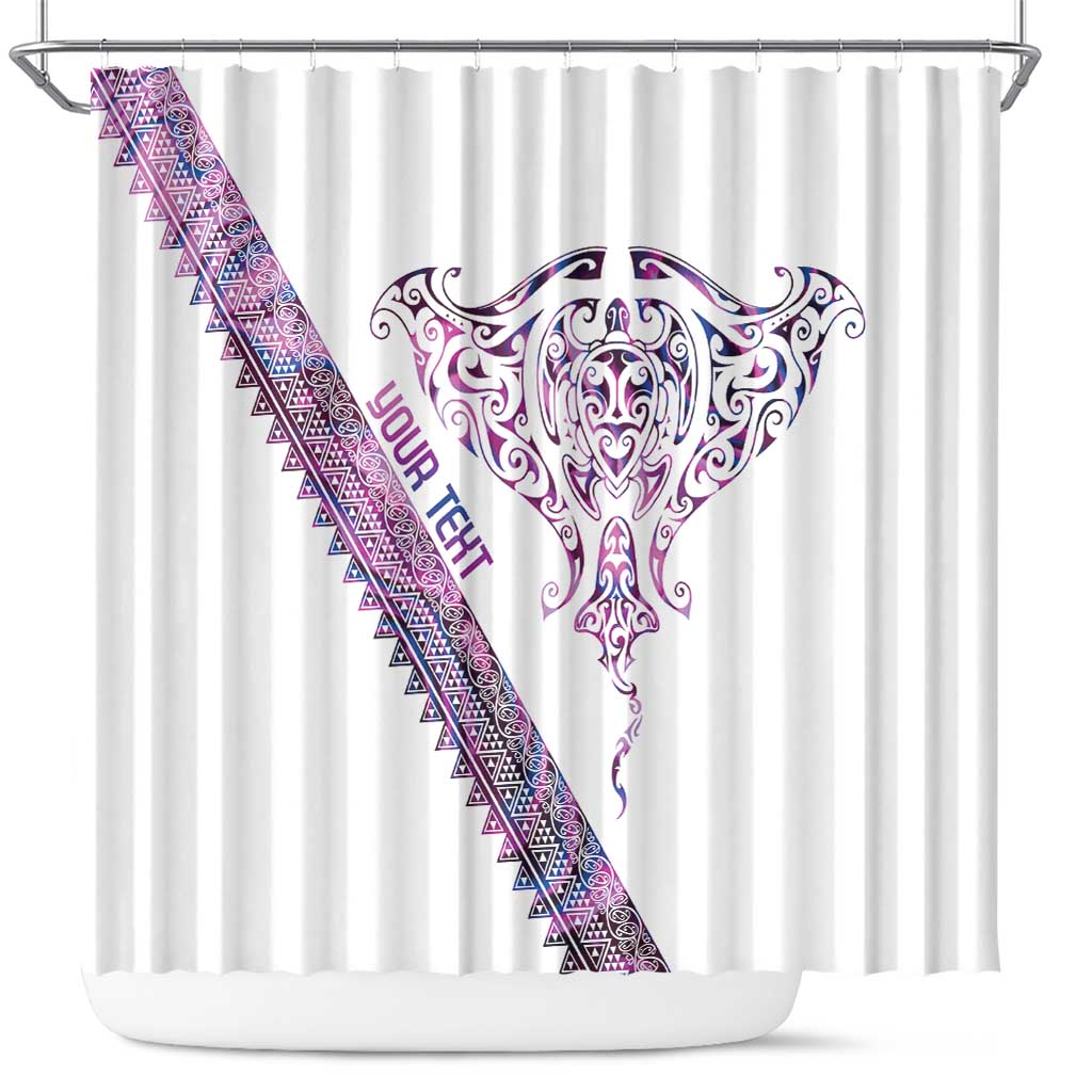 Mawhero Paua shell Kowhaiwhai Taniko Personalised Shower Curtain Manta Ray Shark-Turtle Maori Tribal Style LT9 Pink - Polynesian Pride