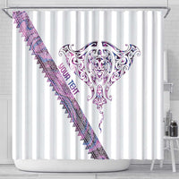 Mawhero Paua shell Kowhaiwhai Taniko Personalised Shower Curtain Manta Ray Shark-Turtle Maori Tribal Style LT9 - Polynesian Pride