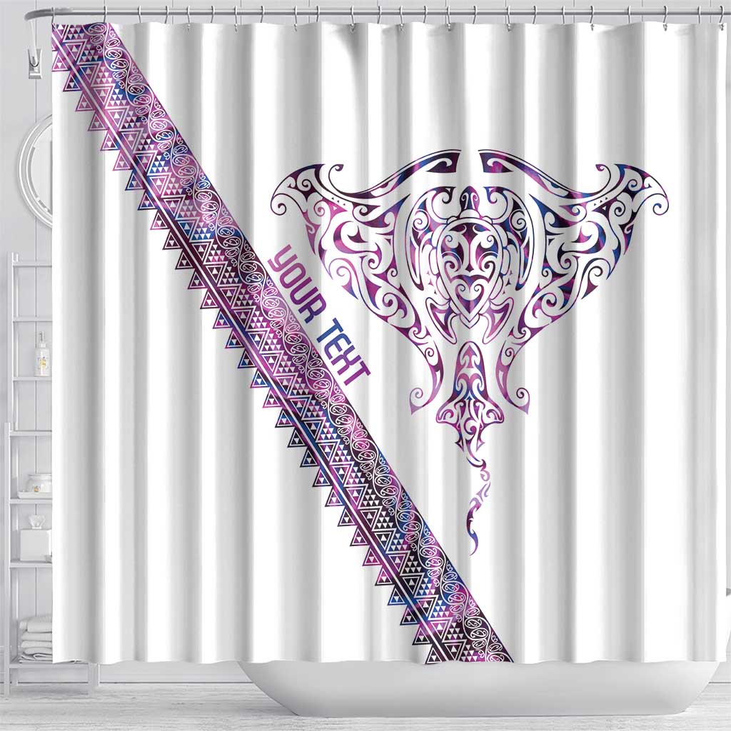 Mawhero Paua shell Kowhaiwhai Taniko Personalised Shower Curtain Manta Ray Shark-Turtle Maori Tribal Style LT9 - Polynesian Pride