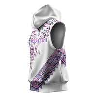 Mawhero Paua shell Kowhaiwhai Taniko Personalised Sleeveless Hoodie Manta Ray Shark-Turtle Maori Tribal Style