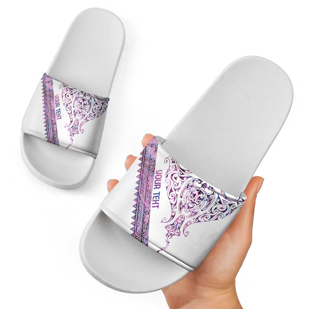 Mawhero Paua shell Kowhaiwhai Taniko Personalised Slide Sandals Manta Ray Shark-Turtle Maori Tribal Style LT9 - Polynesian Pride