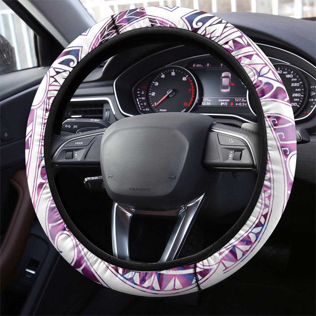 Mawhero Paua shell Kowhaiwhai Taniko Steering Wheel Cover Manta Ray Shark-Turtle Maori Tribal Style LT9 - Polynesian Pride
