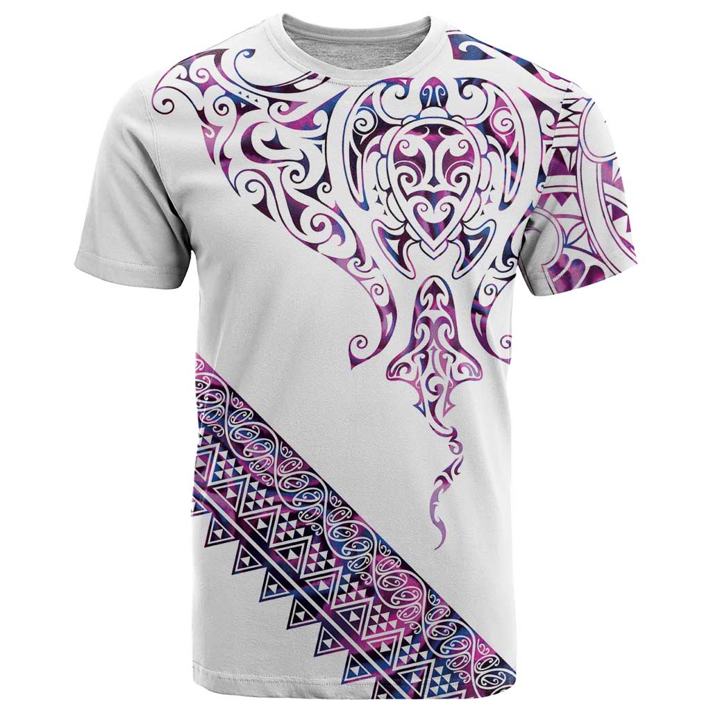 Mawhero Paua shell Kowhaiwhai Taniko Personalised T Shirt Manta Ray Shark-Turtle Maori Tribal Style LT9 Pink - Polynesian Pride