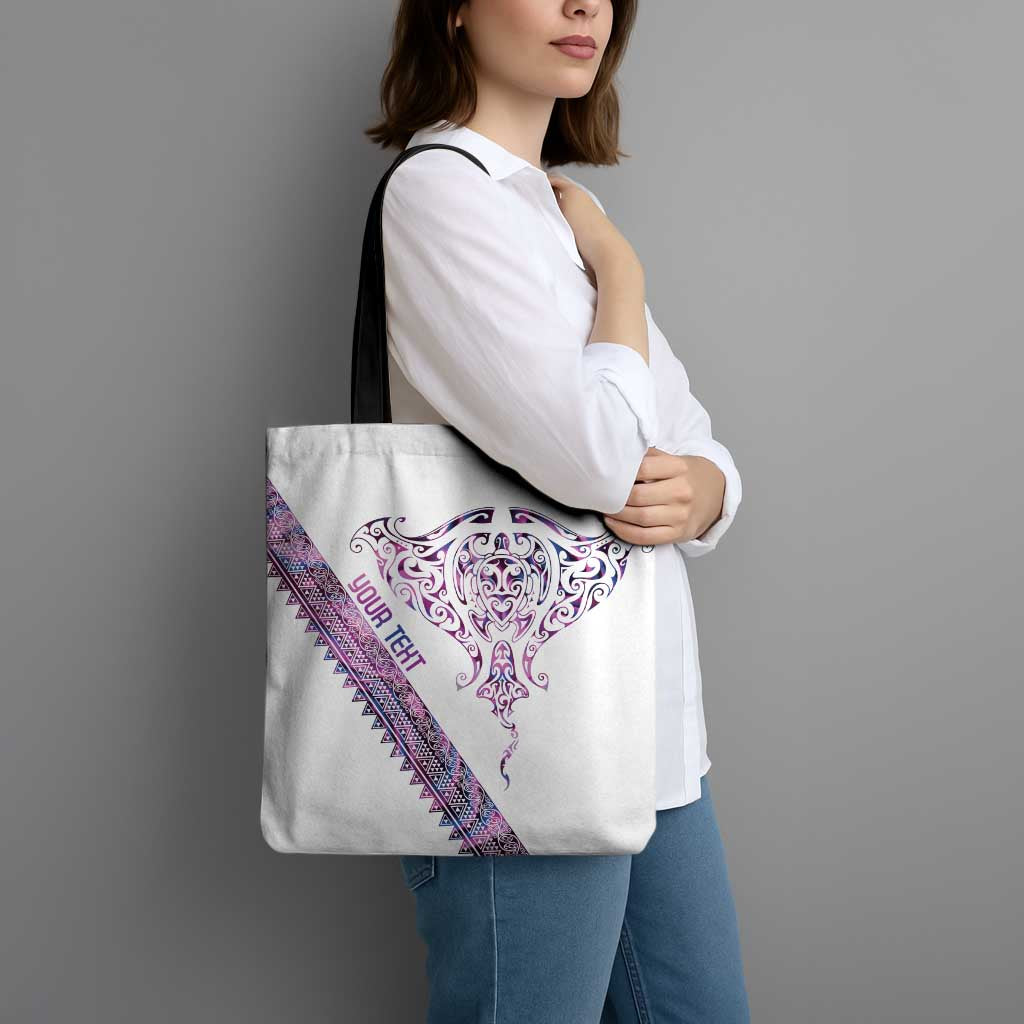 Mawhero Paua shell Kowhaiwhai Taniko Personalised Tote Bag Manta Ray Shark-Turtle Maori Tribal Style LT9 - Polynesian Pride