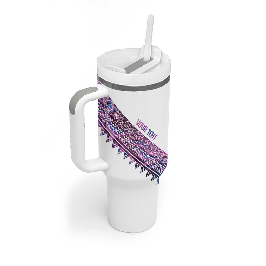 Mawhero Paua shell Kowhaiwhai Taniko Personalised Tumbler With Handle Manta Ray Shark-Turtle Maori Tribal Style LT9 - Polynesian Pride